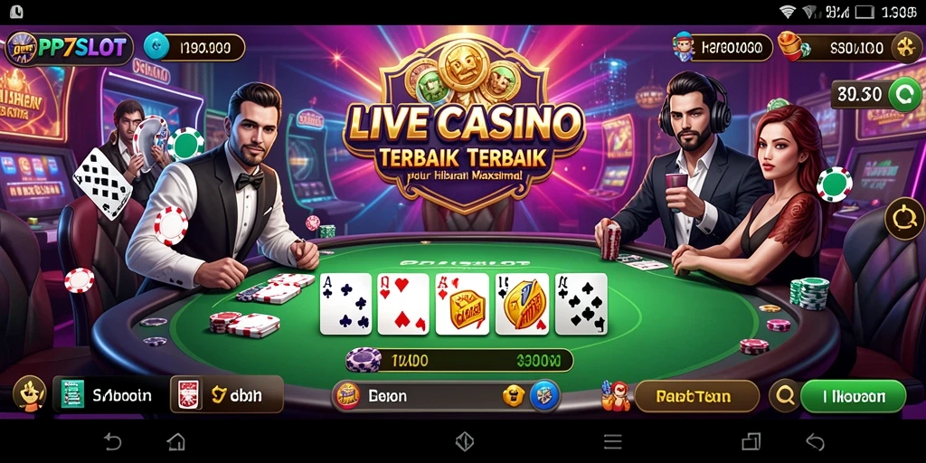 Tampilan menarik dari gameplay interaktif PP7SLOT di Live Casino.